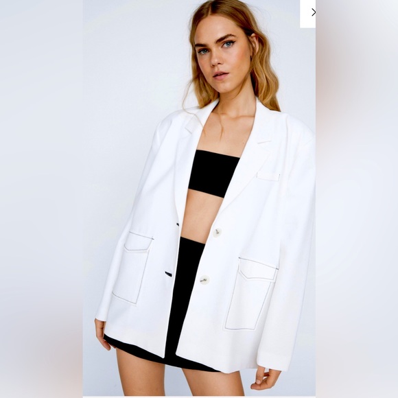 Contrast Stitch Single Breasted Blazer - Picture 1 of 4